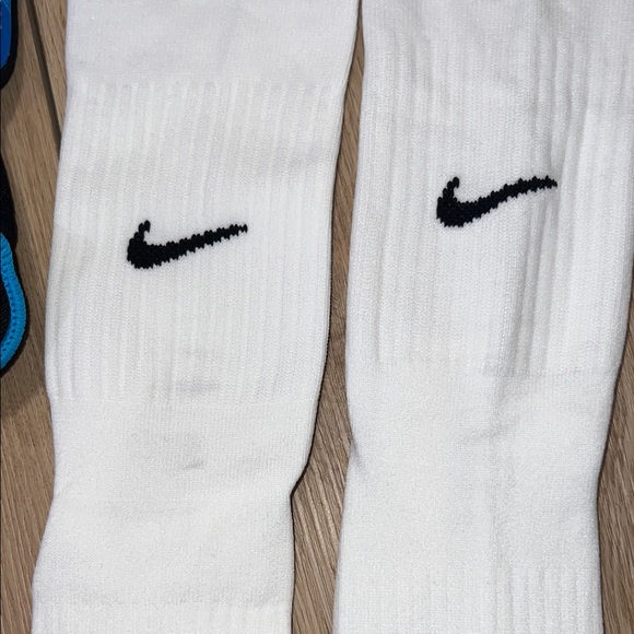 EUC - Nike White Dri-Fit Athletic Socks and Matrix Blue Shin Guards - Picture 2 of 16